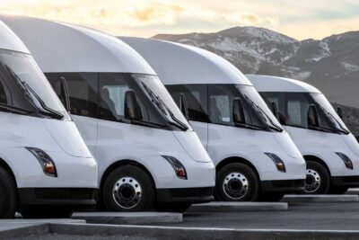 1645661295 tesla semi trucks at a fast charging megacharging station at the gigafactory 1 in nevada