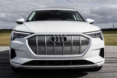 audi e tron in white