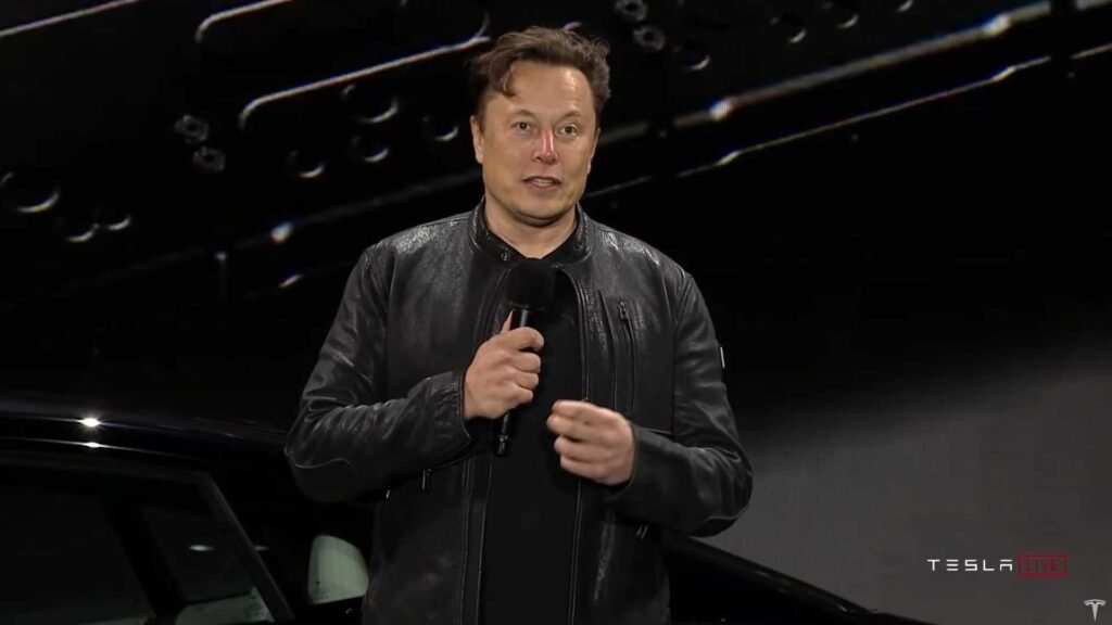 elon musk at tesla model s plaid delivery day 1