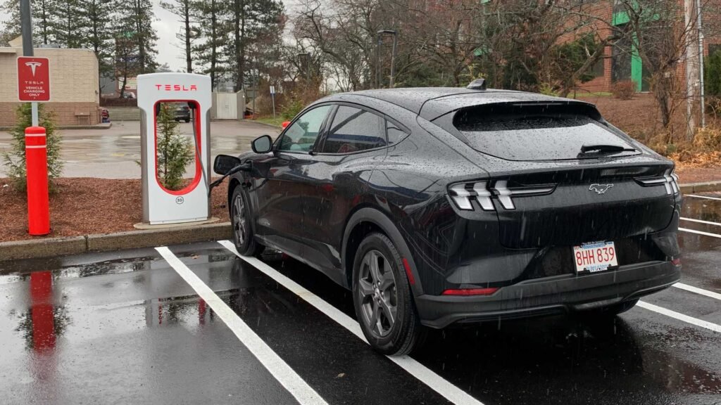 ford mustang mach e tesla supercharger source video from ted 1