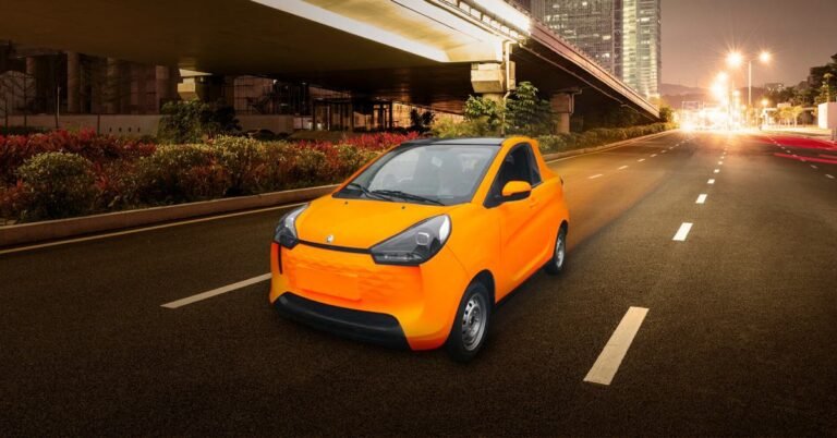 Coche eléctrico con balde pequeño.