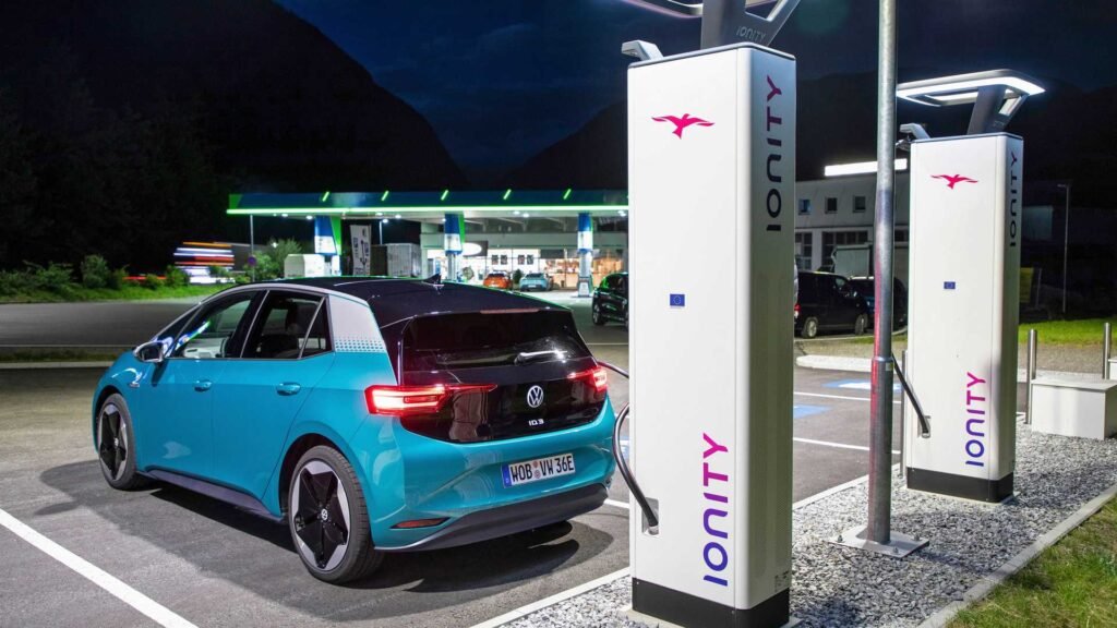 volkswagen id.3 at an ionity fast charging station